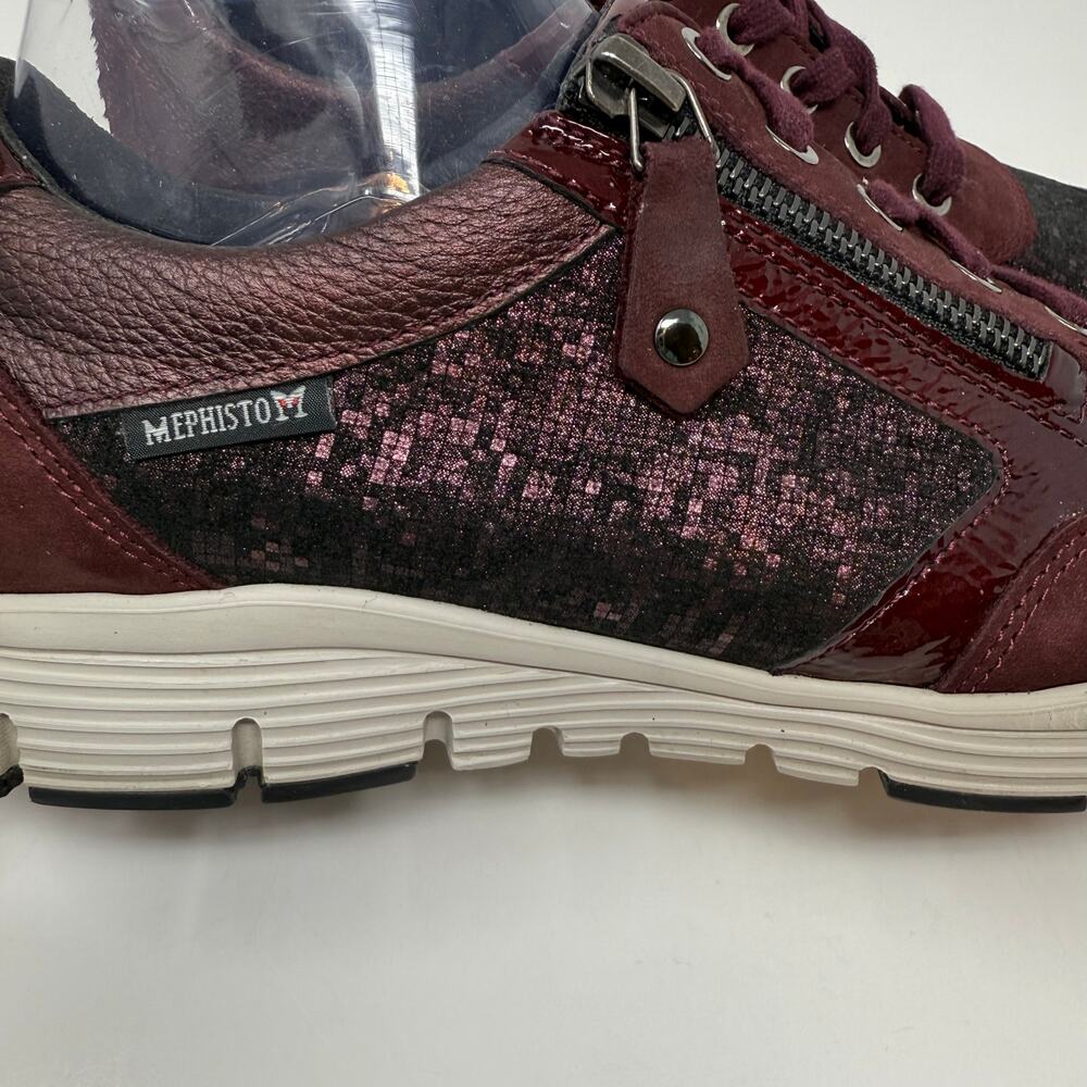 Mephisto YLONA Sneakers Women's 8.5 Marron Patent Leather Accents Metallic - Picture 2 of 13